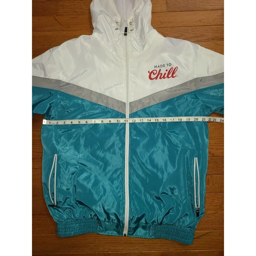 VTG Coors Light‎ Wind Breaker Hoodie Jacket Turquoise Made to Chill Sz Sm Vents